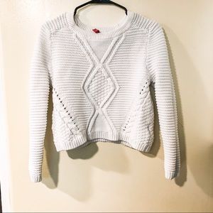 White cropped knit sweater.